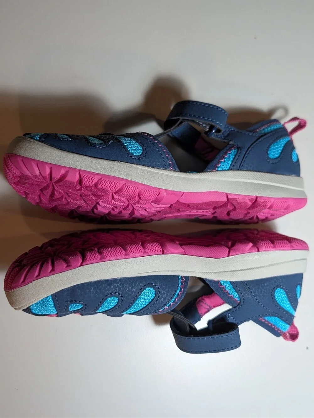 Merrell Hydro Lily Kid Size 1 Navy/Teal Sport Sandal with Pink Accents